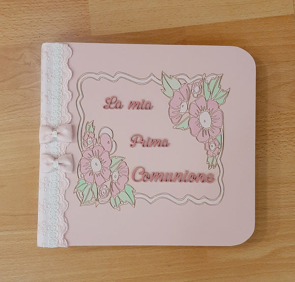 Album medio " la mia prima comunione "con fiori