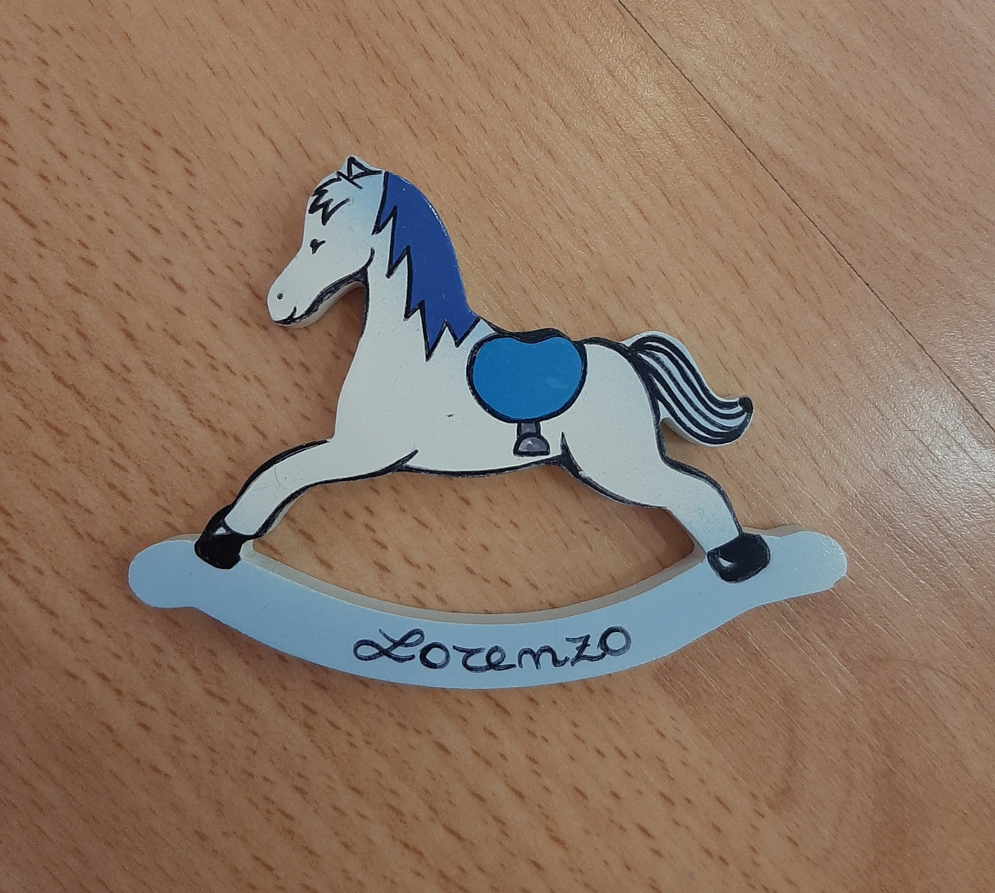 Bomboniere "cavalluccio a dondolo celeste"