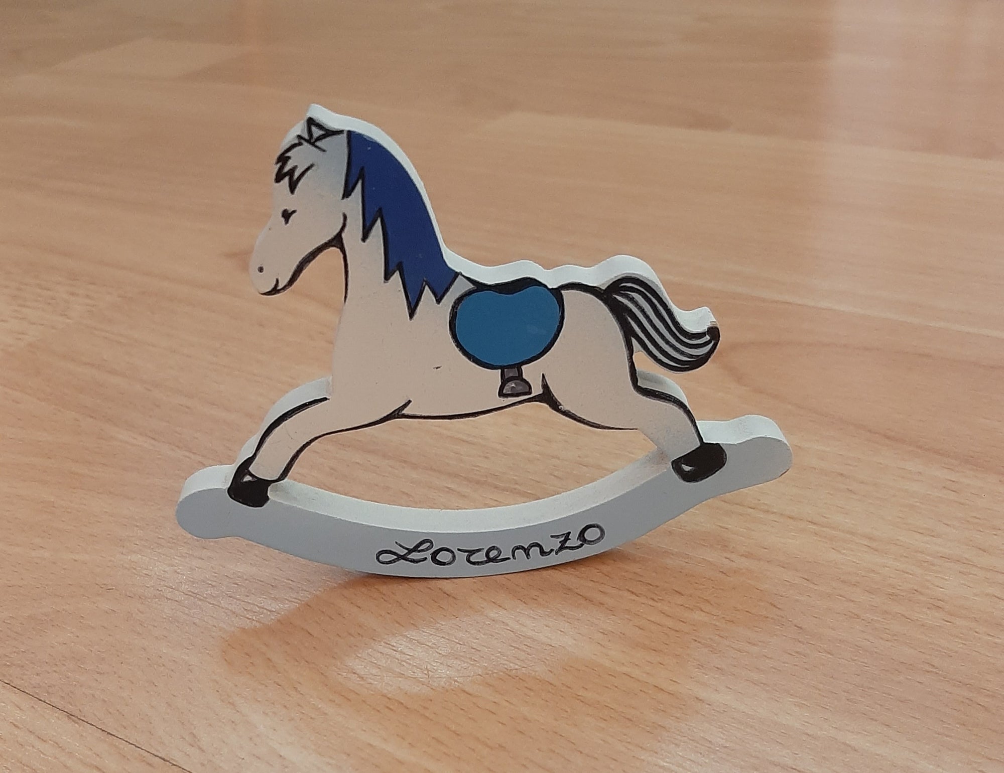 Bomboniere "cavalluccio a dondolo celeste"