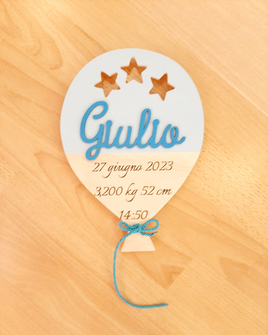 Targa nascita "palloncino celeste"