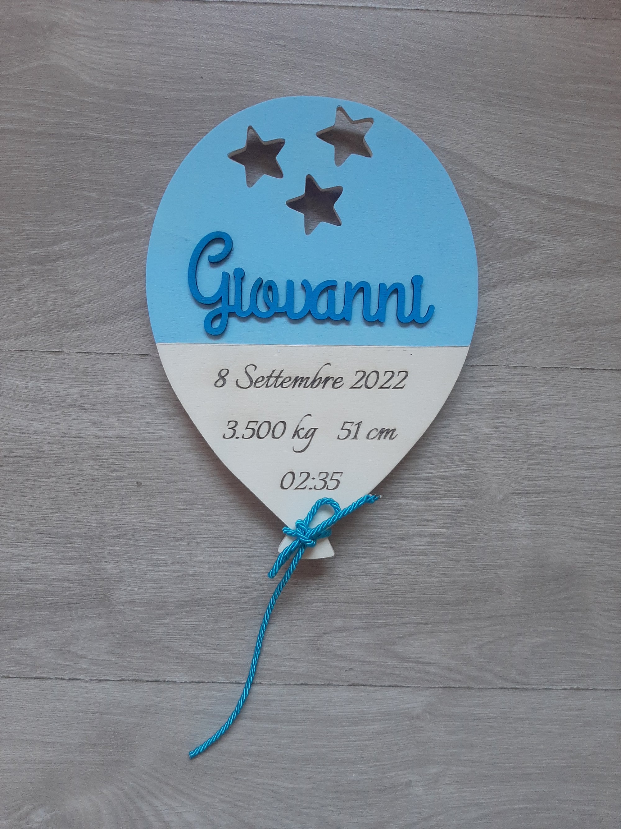 Targa nascita "palloncino celeste"
