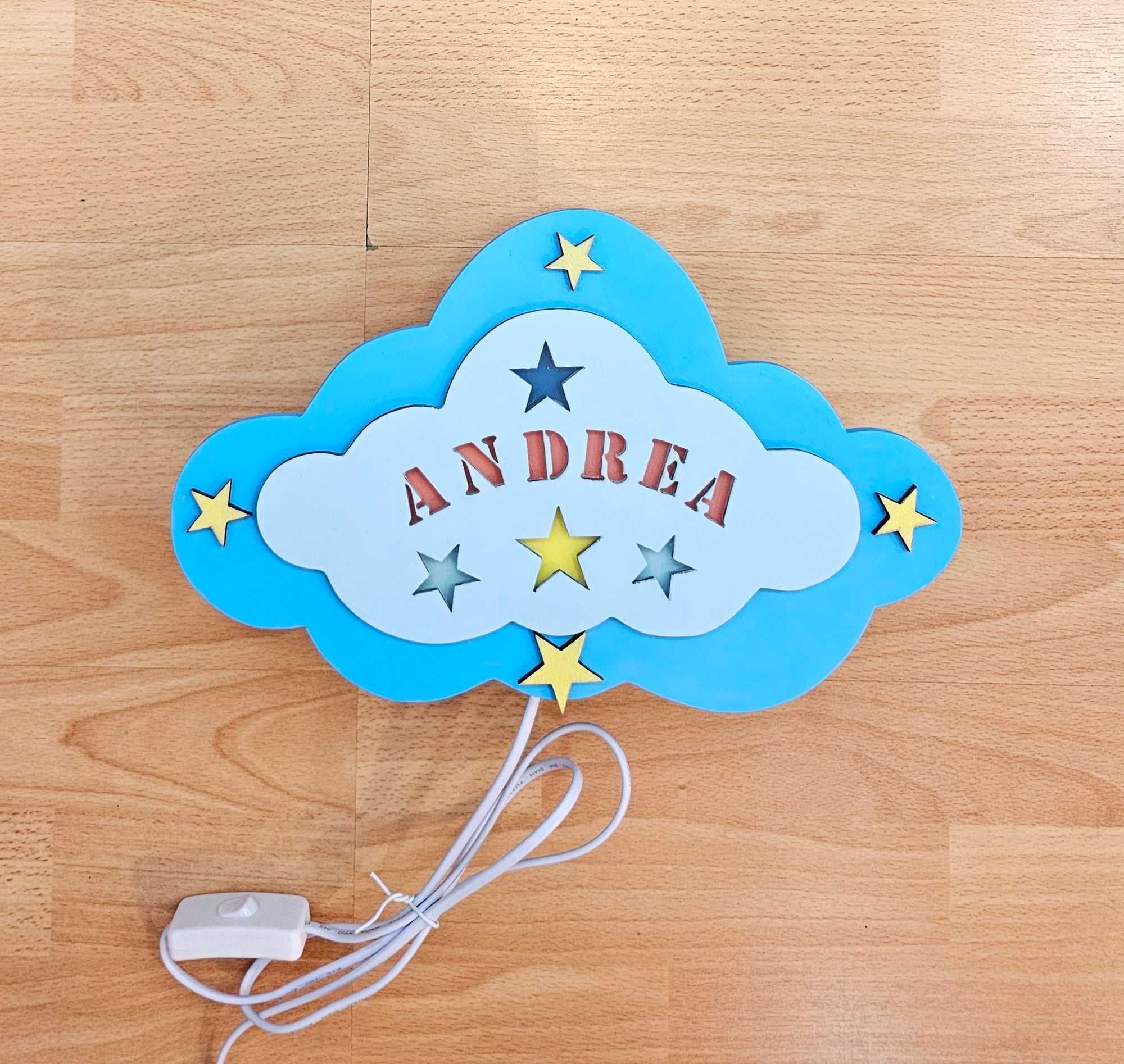 Applique " nuvola con nome " celeste