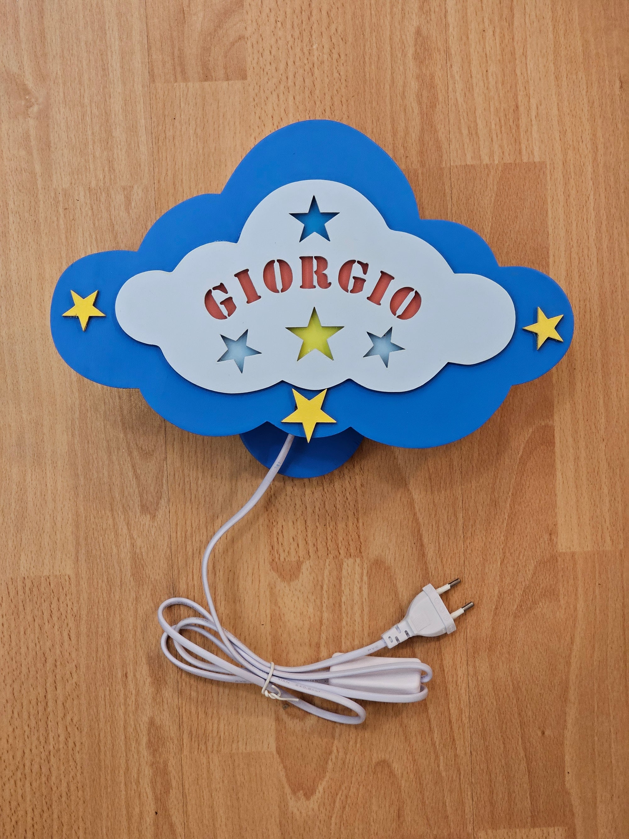 Applique " nuvola con nome " celeste