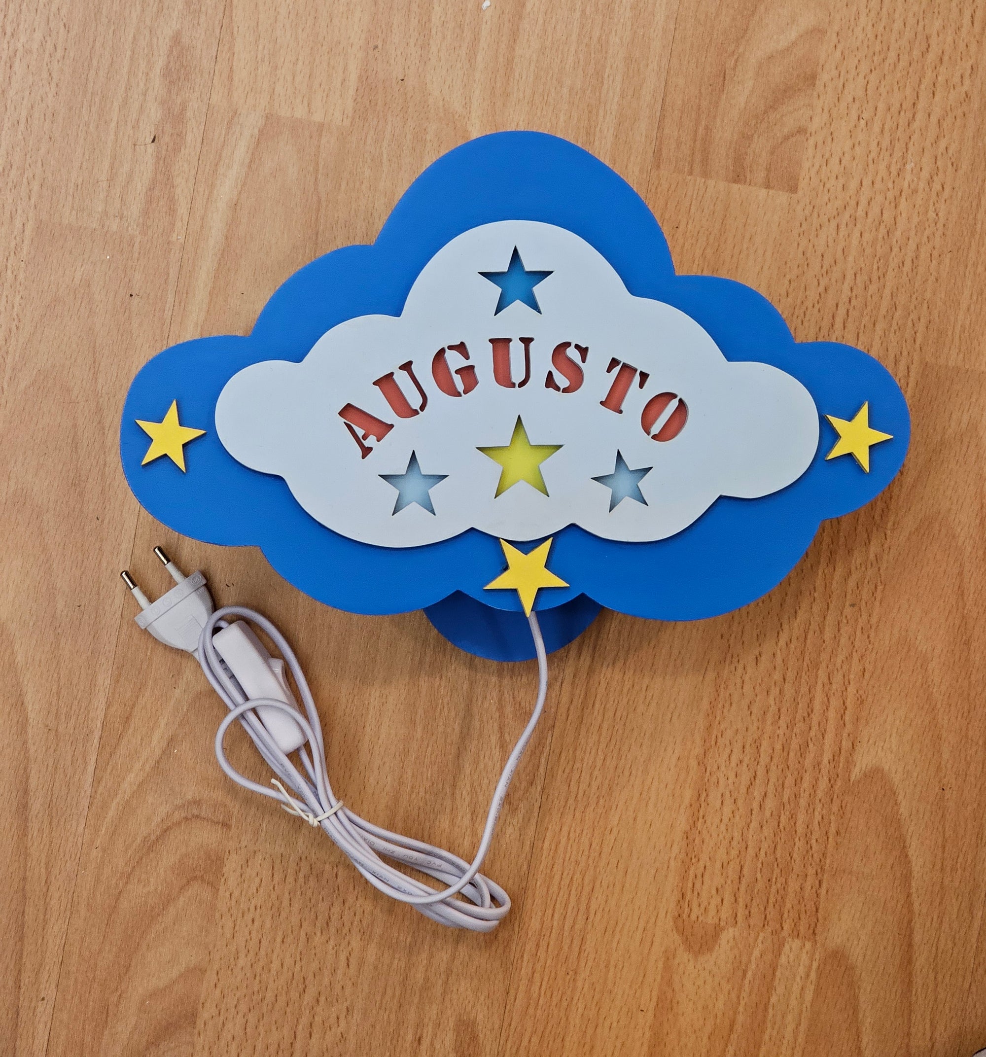 Applique " nuvola con nome " celeste