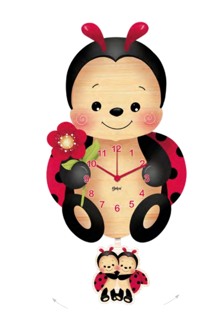 Orologio pendolo coccinella con fiore