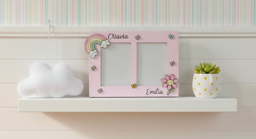 Cornice doppia foto "arcobaleno e fiore"