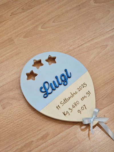 Targa nascita "palloncino celeste"