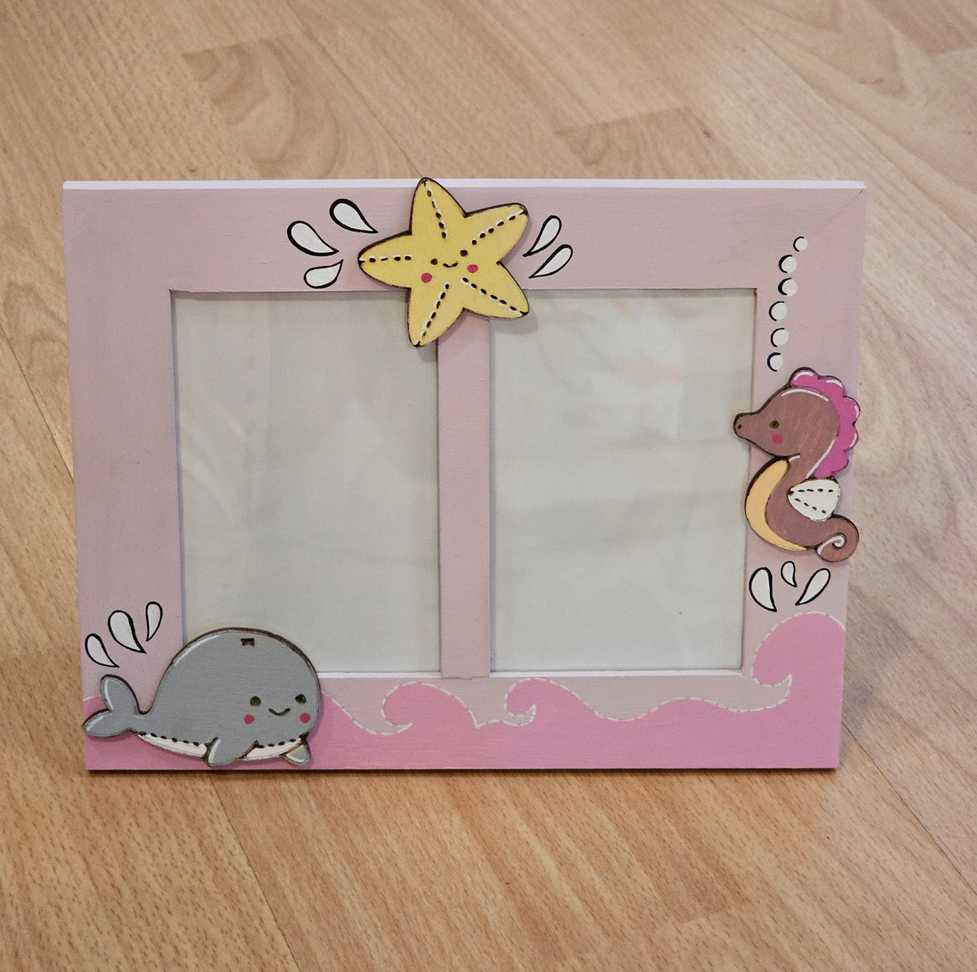 Cornice doppia foto "soggetti marini" rosa