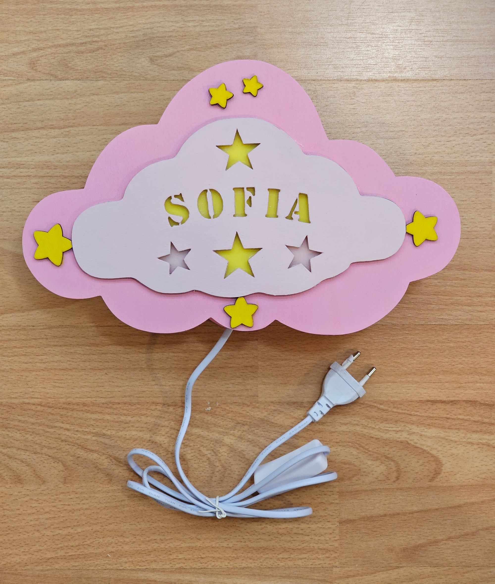 Applique "nuvola con nome" rosa