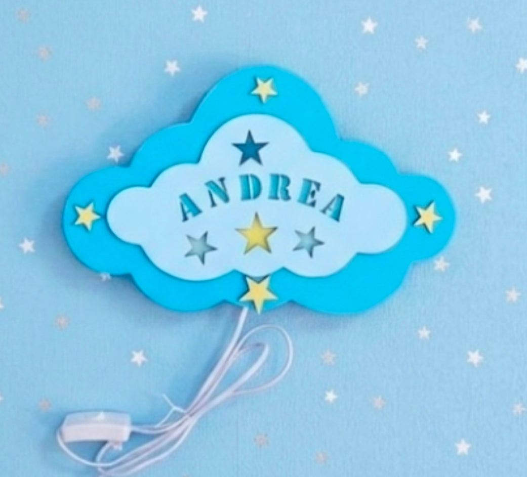 Applique " nuvola con nome " celeste