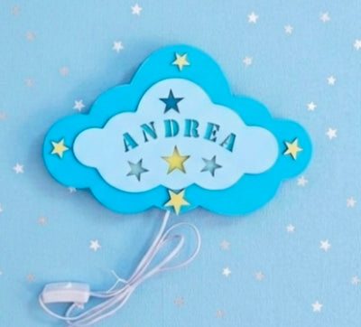 Applique " nuvola con nome " celeste