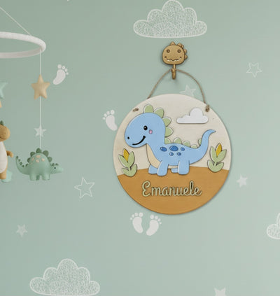 Targa tonda media "dinosauro"