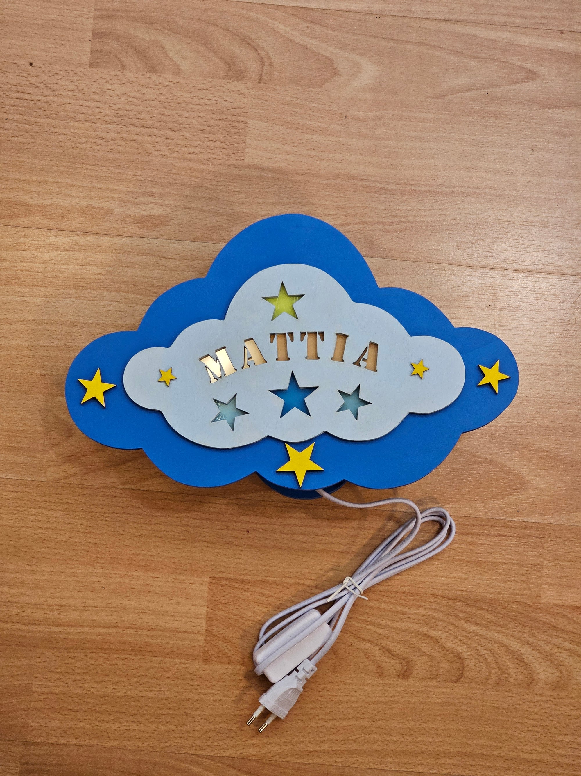 Applique " nuvola con nome " celeste