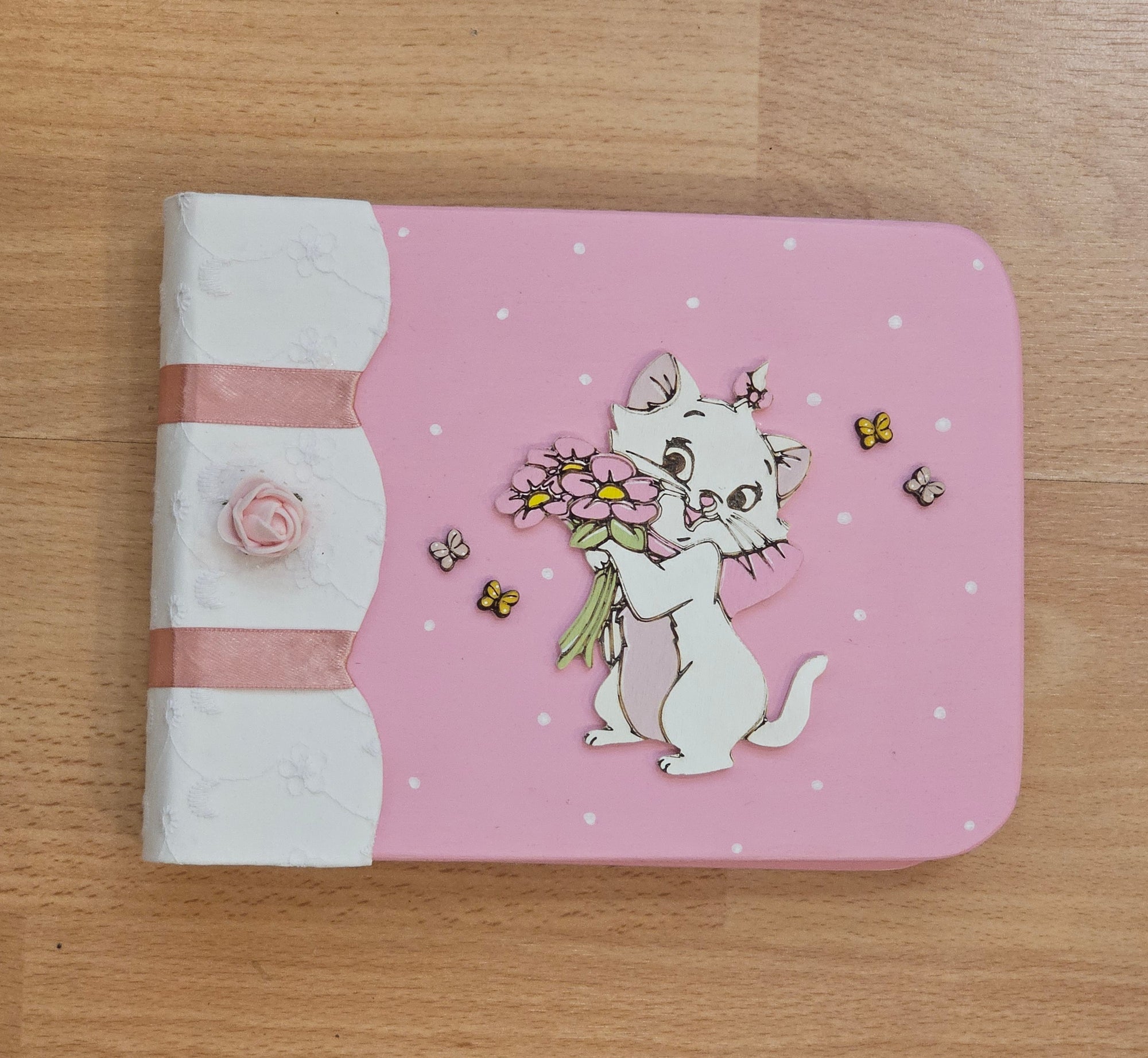 Album piccolo "gattino Minù con fiori"