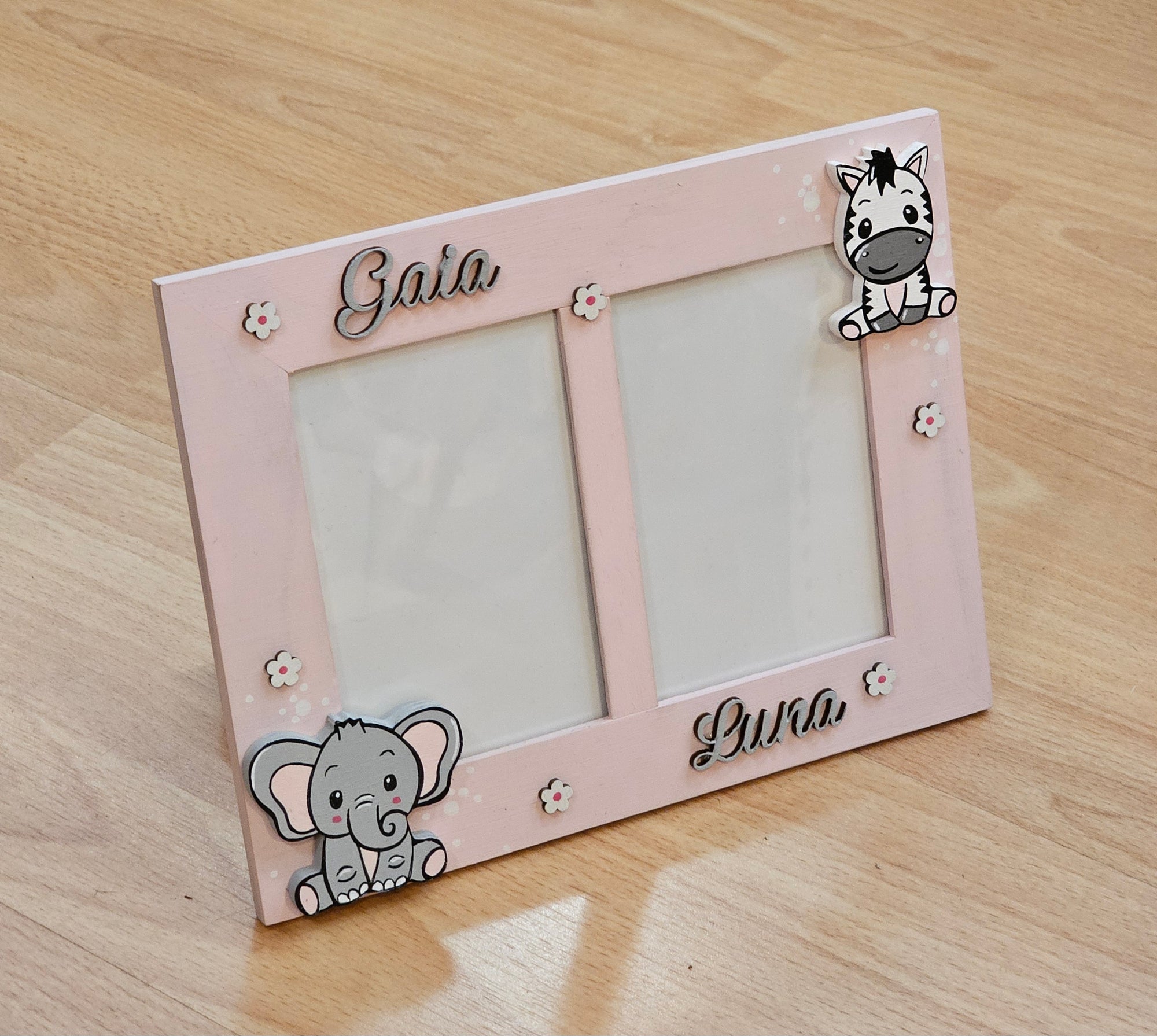 Cornice doppia foto "elefante e zebra"