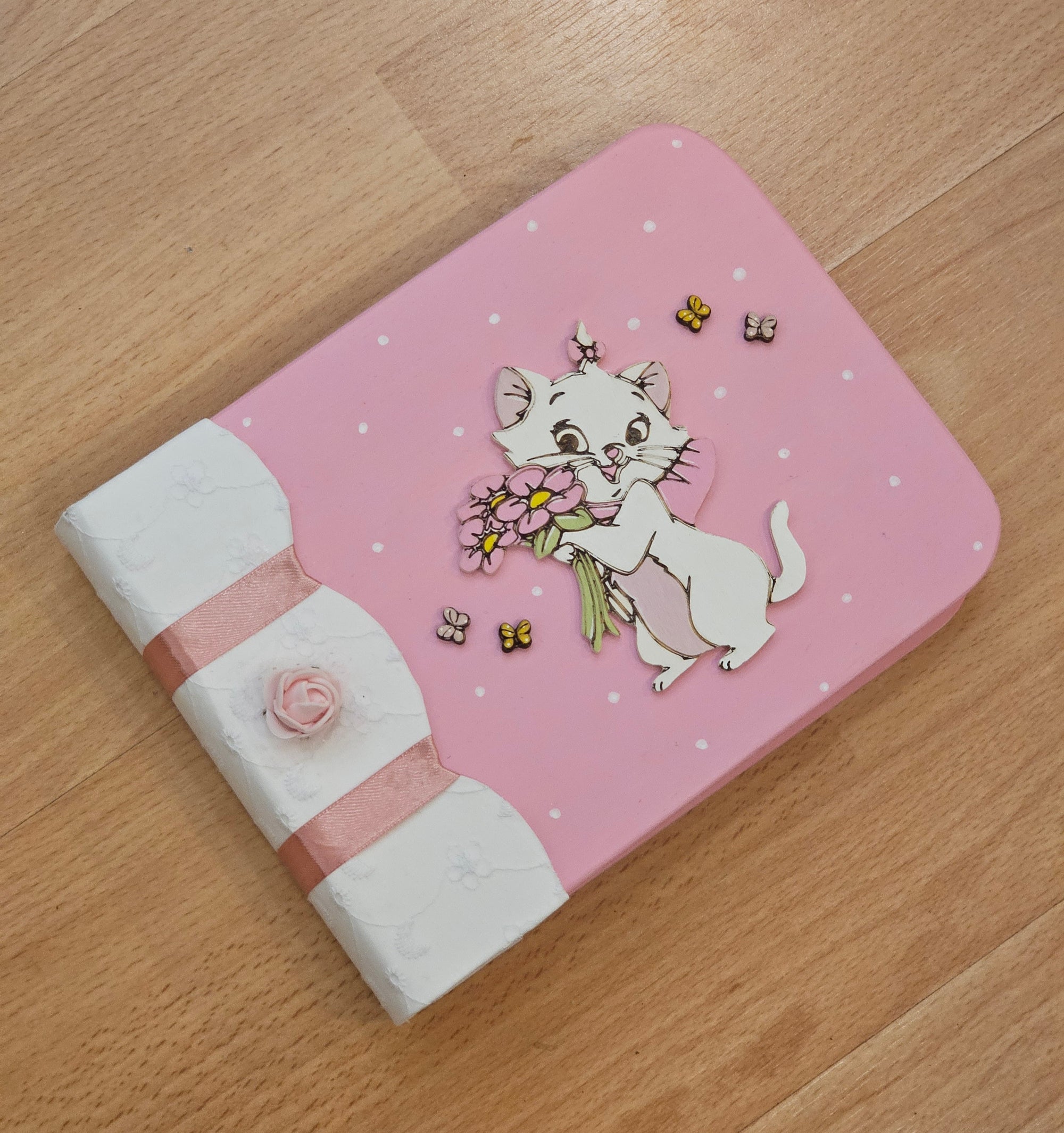 Album piccolo "gattino Minù con fiori"