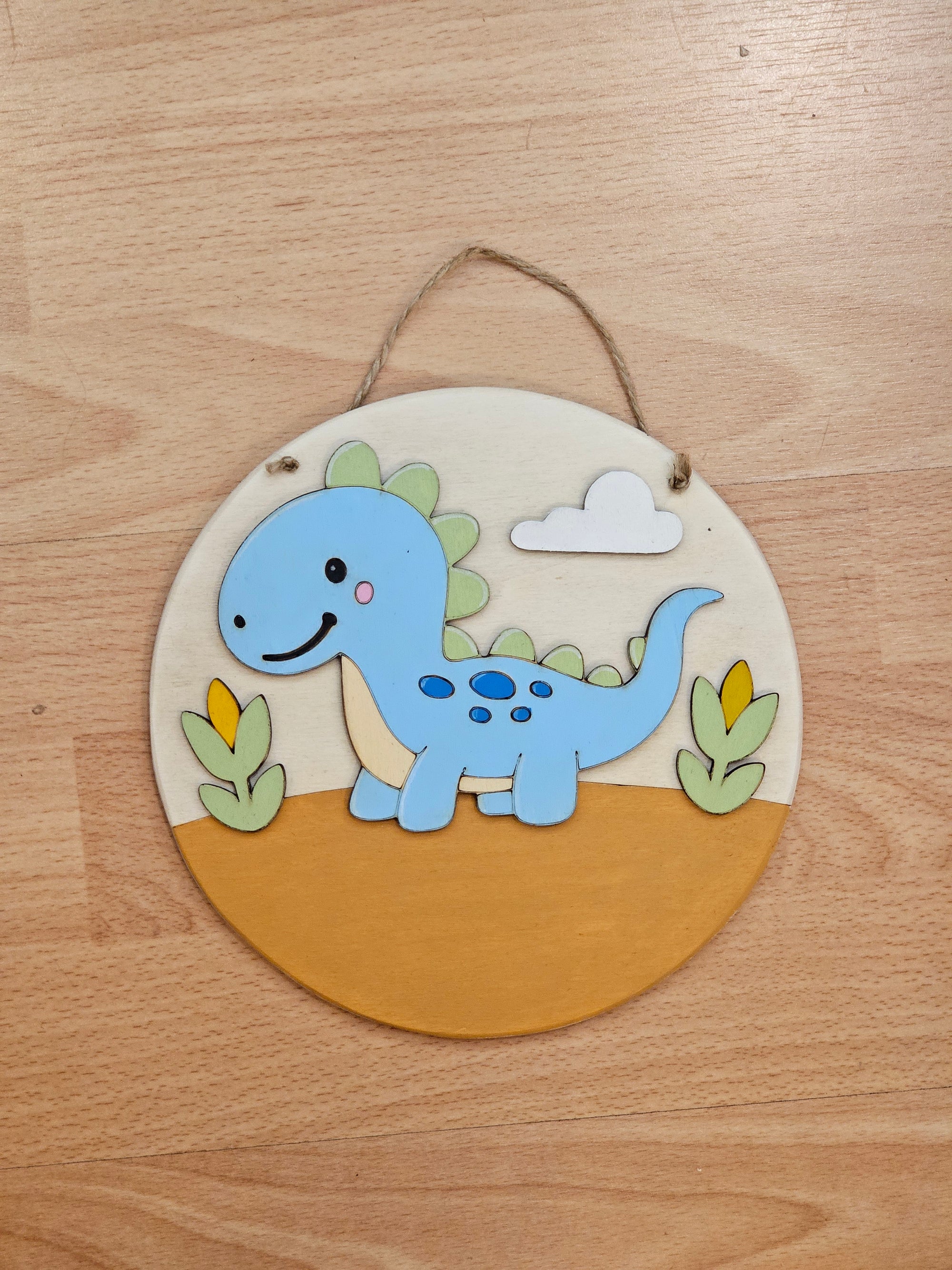 Targa tonda media "dinosauro"