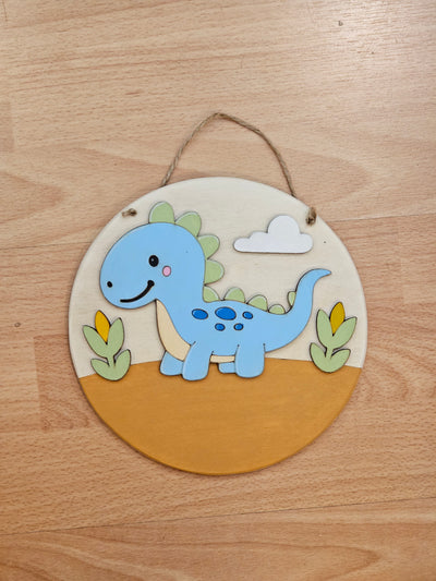 Targa tonda media "dinosauro"