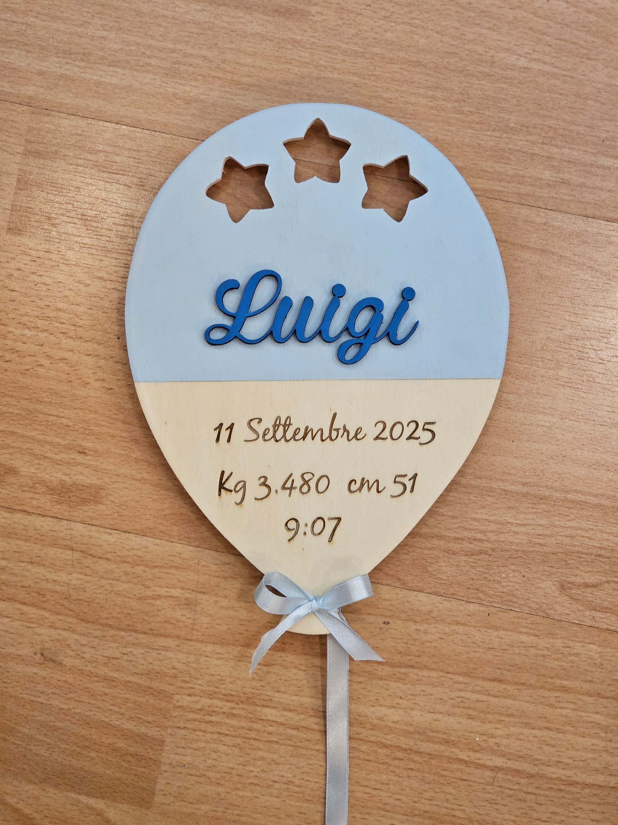 Targa nascita "palloncino celeste"