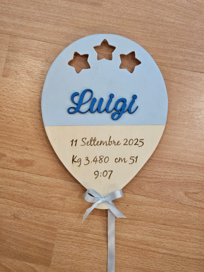 Targa nascita "palloncino celeste"
