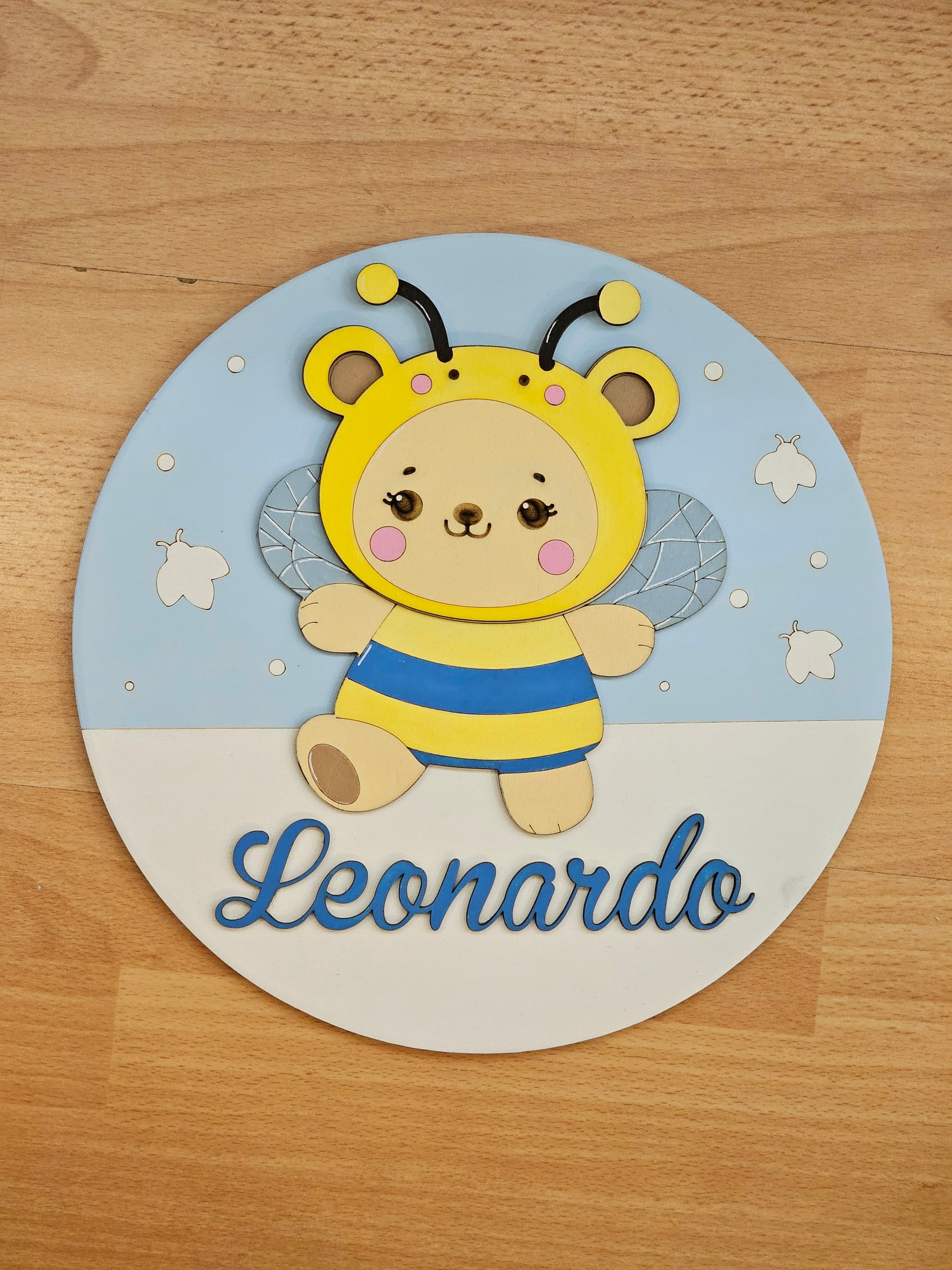 Targa tonda grande "orsetto ape"