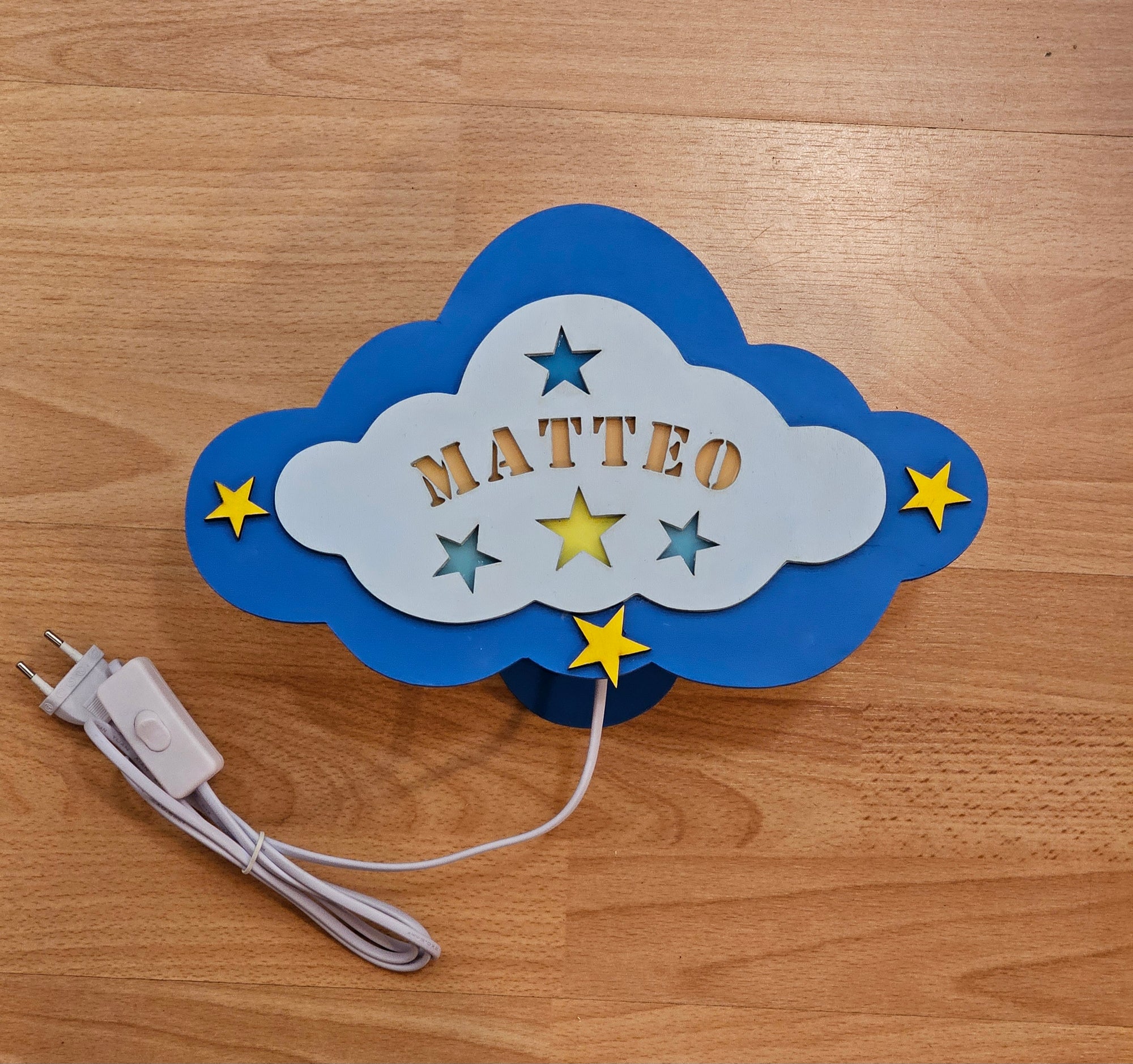 Applique " nuvola con nome " celeste