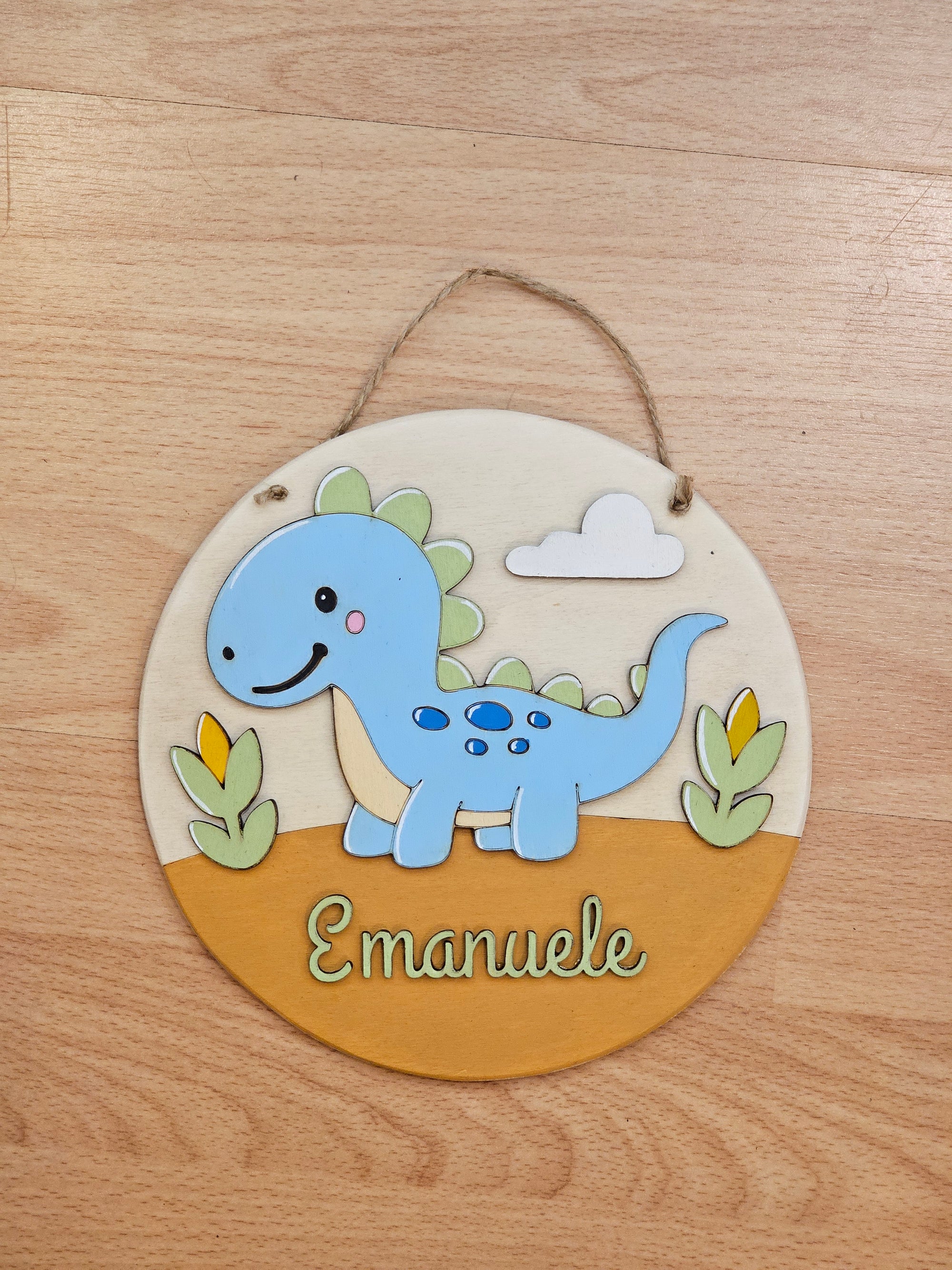 Targa tonda media "dinosauro"