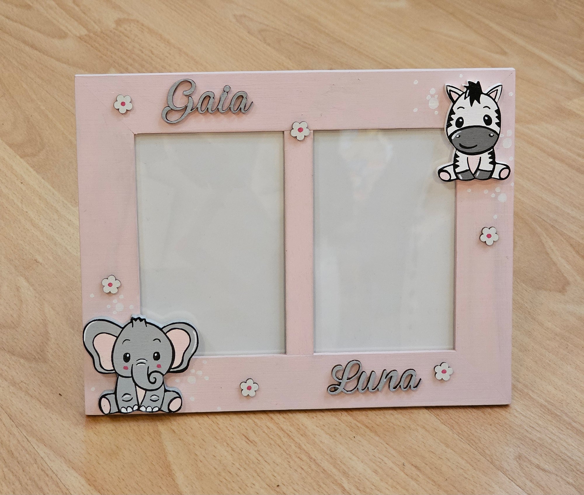 Cornice doppia foto "elefante e zebra"