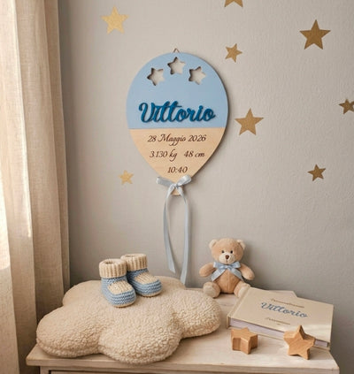 Targa nascita "palloncino celeste"
