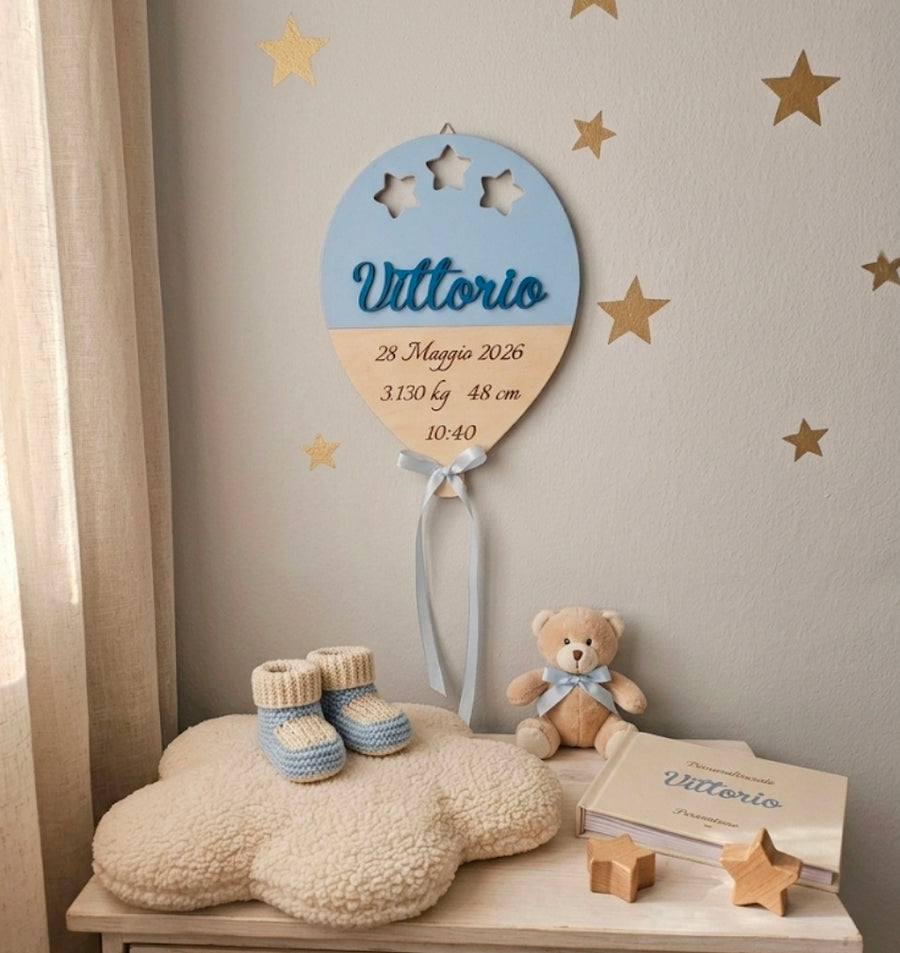 Targa nascita "palloncino celeste"