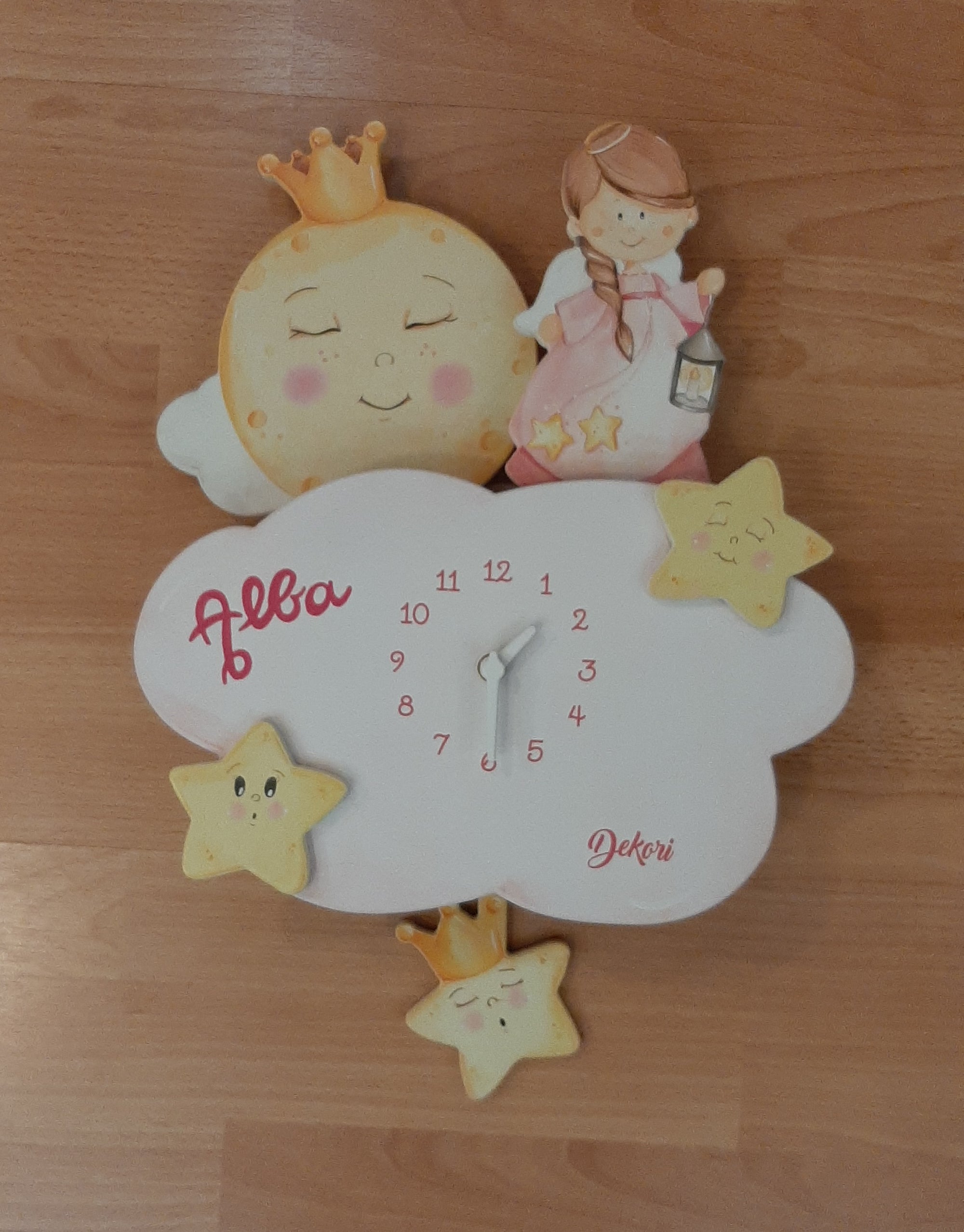 Orologio 3D angelo rosa