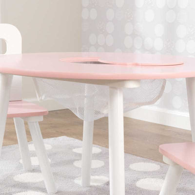 tavolino tondo bianco e rosa