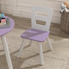 Tavolino in legno con sedie color lavanda