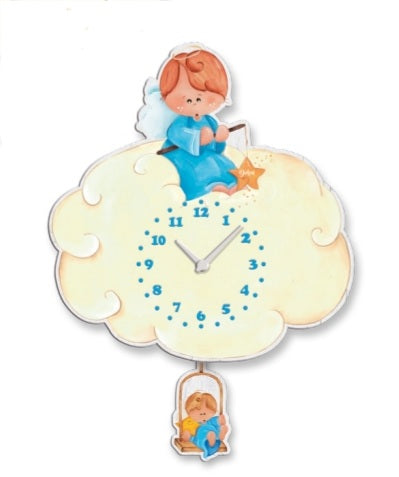 Orologio pendolo angioletto azzurro su nuvola