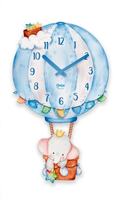 Orologio pendolo elefantino con mongolfiera