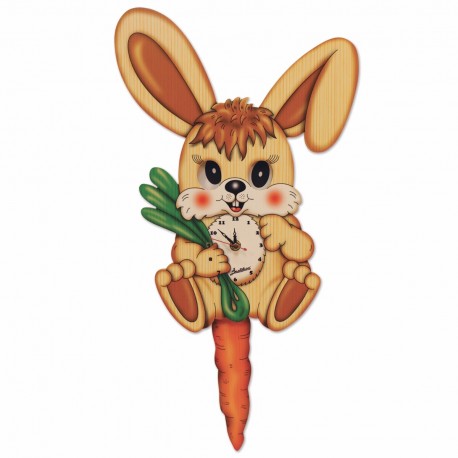 orologio pendolo con movimento occhi coniglio con carota